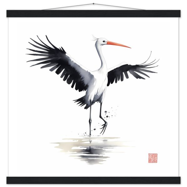 Captivating Flight: A Symphony of Elegance in a Crane Print 4