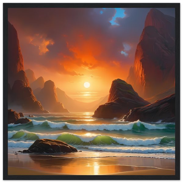 Tranquil Coastal Sunset Wooden Framed Art