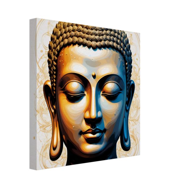 Golden Tranquility: Buddha Head Canvas Elegance 4