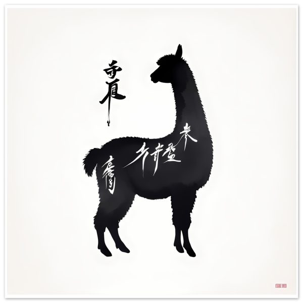 Llama Elegance: Black Silhouette Print 19