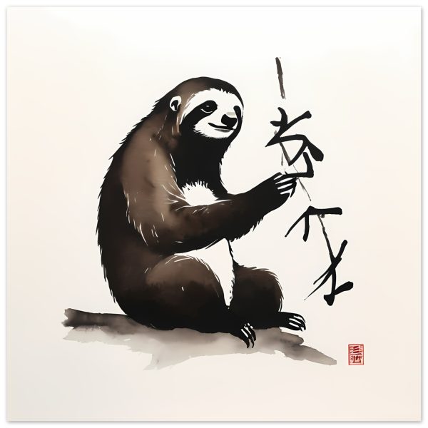 A Zen Sloth Print, A Minimalist Ode to Tranquility