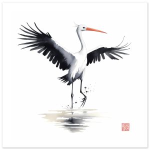 Captivating Flight: A Symphony of Elegance in a Crane Print