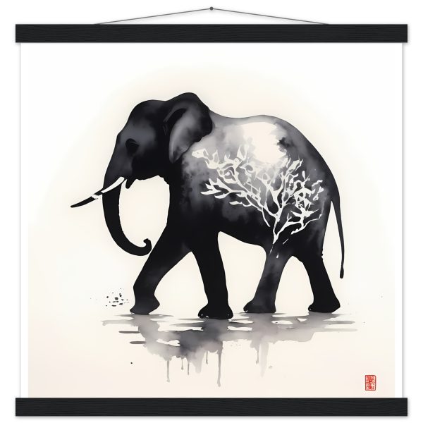 The Enchanting Black Elephant with White Tree Print 7