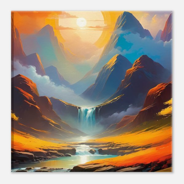 Zen Harmony: Colorful Waterfall Canvas Art 4