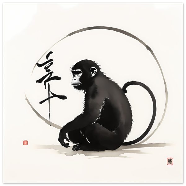 Tranquil Harmony: A Enchanting Zen Monkey Print 18