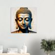 Golden Tranquility: Buddha Head Canvas Elegance 22