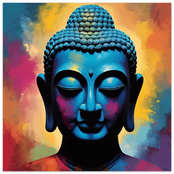 Zen Spectrum: Vibrant Buddha Head Canvas Harmony 3
