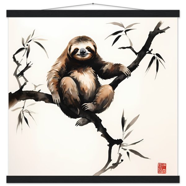 The Harmony of Zen Sloth in Japanese Ink Wash 10