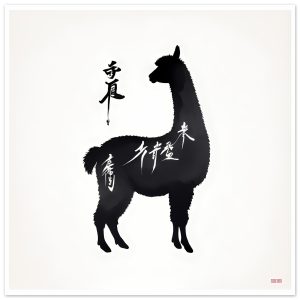 Llama Elegance: Black Silhouette Print
