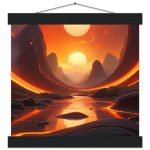 Fiery Zen Elegance – Red Sunset Poster with Hanger 7
