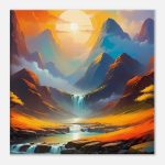 Zen Harmony: Colorful Waterfall Canvas Art 7