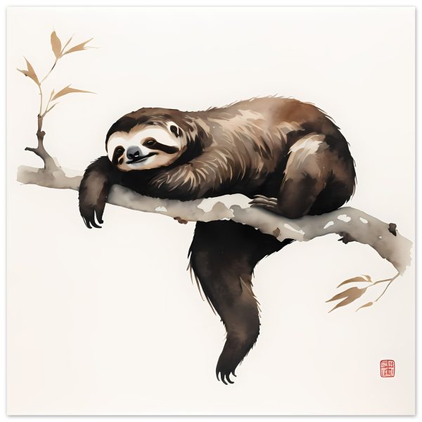 Embrace Peace with the Minimalist Zen Sloth Print 9