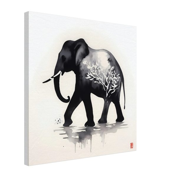 The Enchanting Black Elephant with White Tree Print 12