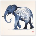 The Enigmatic Blue Zen Elephant Print
