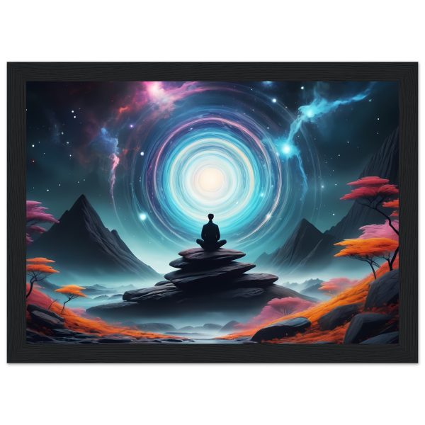 Meditation in Cosmic Harmony: Framed Zen-Inspired Masterpiece 2