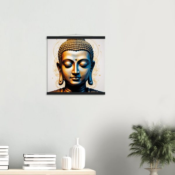 Golden Tranquility: Buddha Head Canvas Elegance 2
