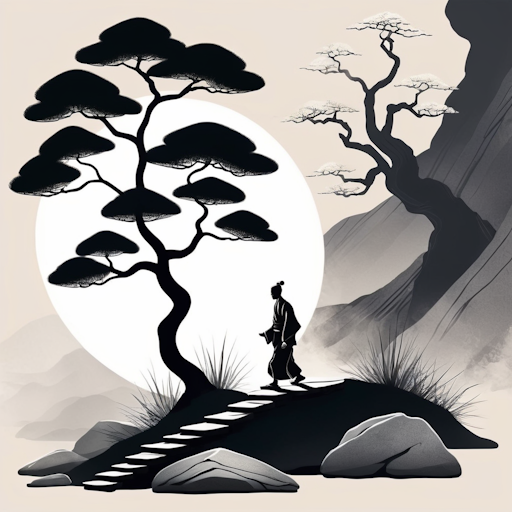Illustration of a Zen practitioner engaged in Kinhin, walking meditation.