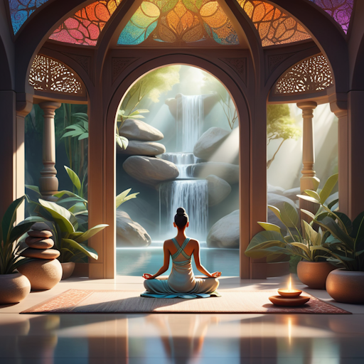 Illustration of a serene meditation space.
