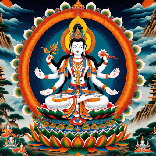 Image portraying Avalokiteshvara in a thousand-armed and thousand-eyed form