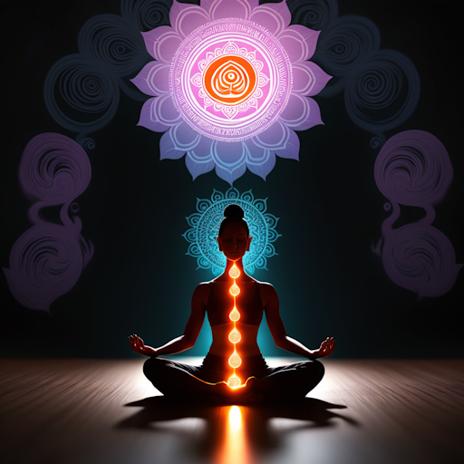 Visual representation of a practitioner immersed in mantra meditation.