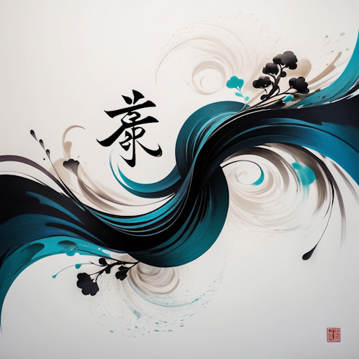 Zen calligraphy, accentuating the fluidity and simplicity innate to this unique art form.