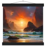 Radiant Coastal Sunset Poster with Hanger Set 7