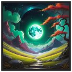 Green Moon’s Radiance: Zen Valley Wooden Framed Poster 5