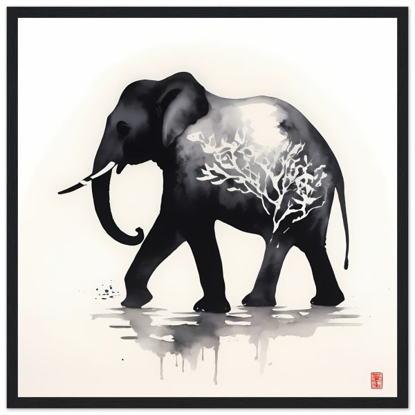 The Enchanting Black Elephant with White Tree Print 13