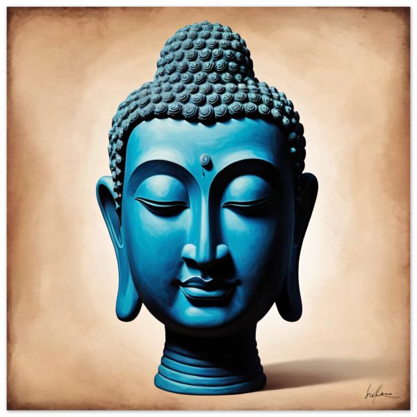 Blue Tranquillity: Buddha Head Elegance for Your Space 14