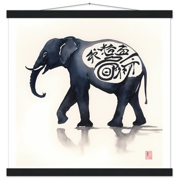 Eternal Serenity: The Enigmatic Black Zen Elephant Print 20