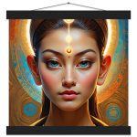 Sapphire-Eyed Enchantress: Mystical Art Poster with Hanger 7