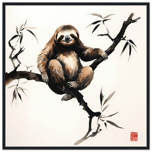 The Harmony of Zen Sloth in Japanese Ink Wash 12