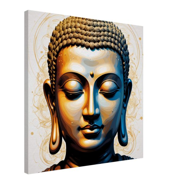 Golden Tranquility: Buddha Head Canvas Elegance 11