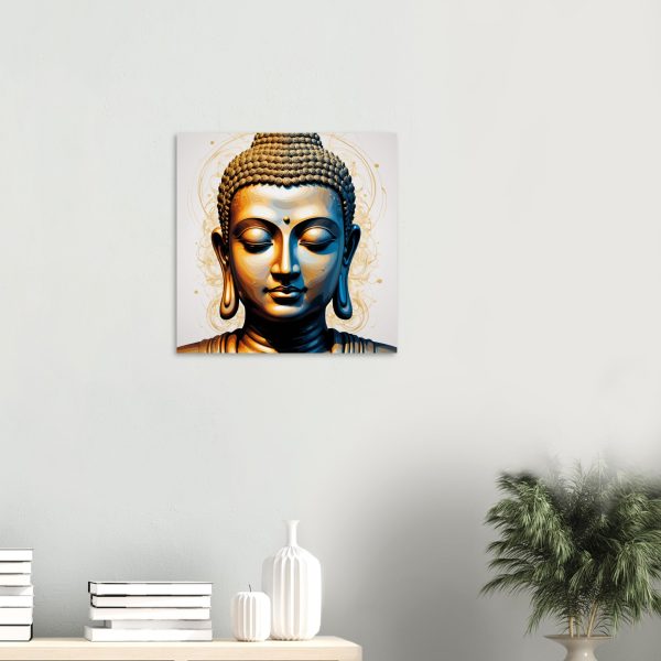 Golden Tranquility: Buddha Head Canvas Elegance 15