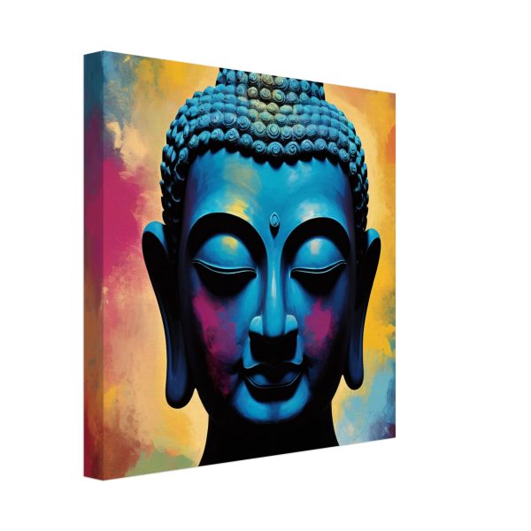 Zen Spectrum: Vibrant Buddha Head Canvas Harmony 14