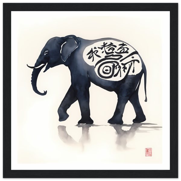 Eternal Serenity: The Enigmatic Black Zen Elephant Print 3