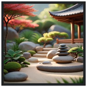 Japanese Pagoda Garden Serenity Framed Art