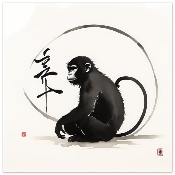 Tranquil Harmony: A Enchanting Zen Monkey Print 3