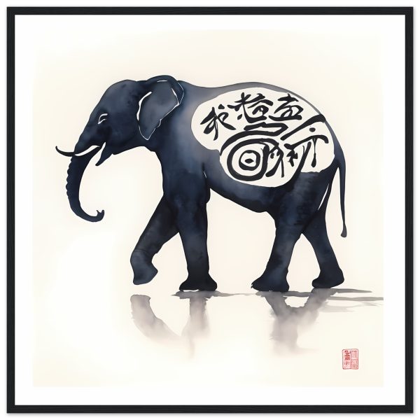 Eternal Serenity: The Enigmatic Black Zen Elephant Print 11