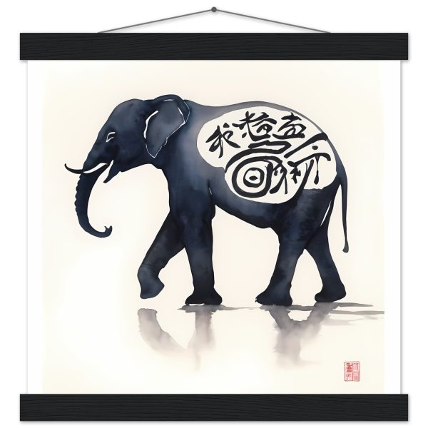 Eternal Serenity: The Enigmatic Black Zen Elephant Print 2