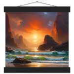 Radiant Coastal Sunset Poster with Hanger Set 8