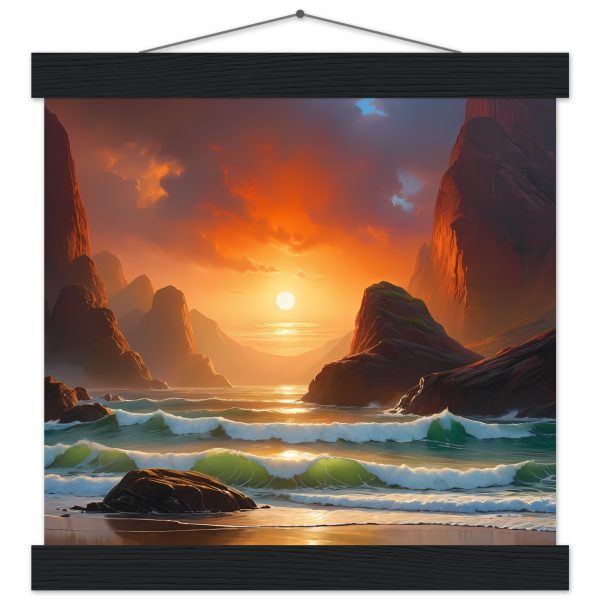 Radiant Coastal Sunset Poster with Hanger Set 4