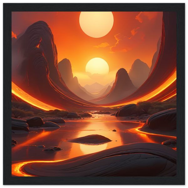 Crimson Zen Serenity – Framed Red Sunset Poster 2