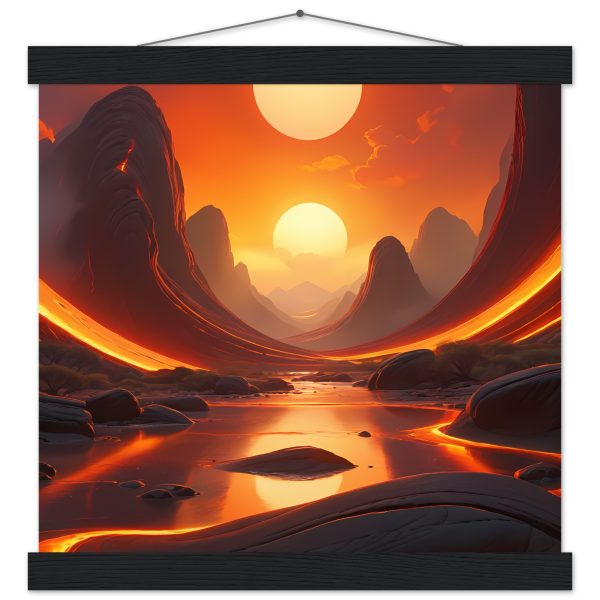 Fiery Zen Elegance – Red Sunset Poster with Hanger 4