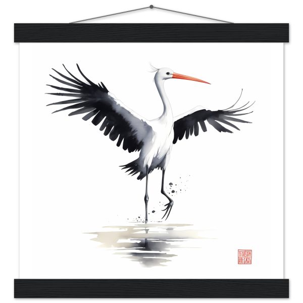 Captivating Flight: A Symphony of Elegance in a Crane Print 2