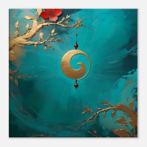 Harmony in Gold and Red: Canvas Art for Zen Living