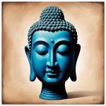 Blue Tranquillity: Buddha Head Elegance for Your Space