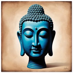 Blue Tranquillity: Buddha Head Elegance for Your Space