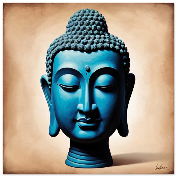 Blue Tranquillity: Buddha Head Elegance for Your Space 3