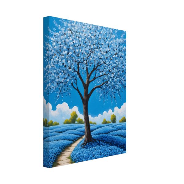 Blue Blossom Tree in a Field of Flowers 6